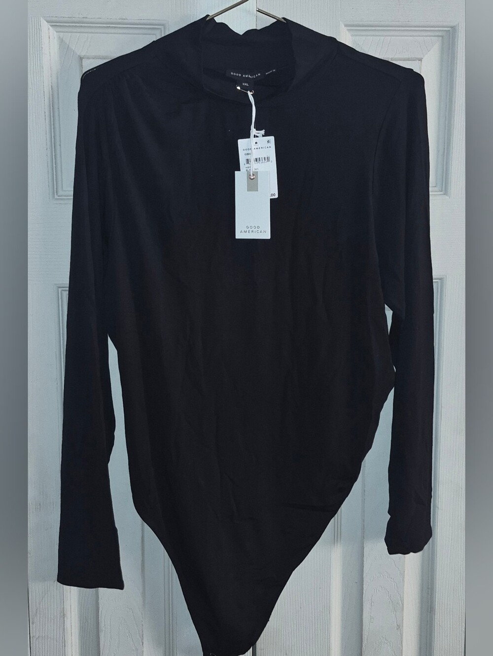 Good American Black Long Sleeve Mock Neck Bodysuit